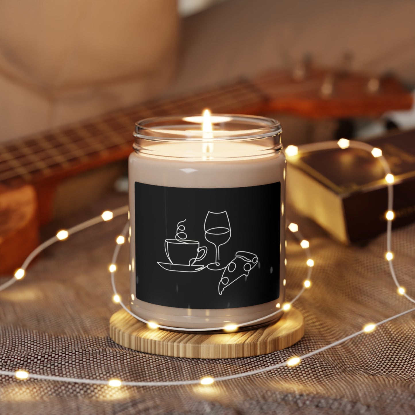 Coffee, Pizza, and Wine Logo - Scented Soy Candle, 9oz